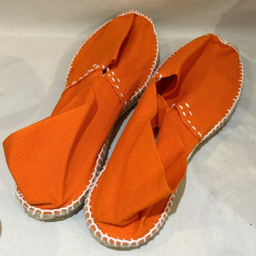 Cousu Main Orange Canvas Shoes Espadrilles Made in Spain Euro Size 35 Woman